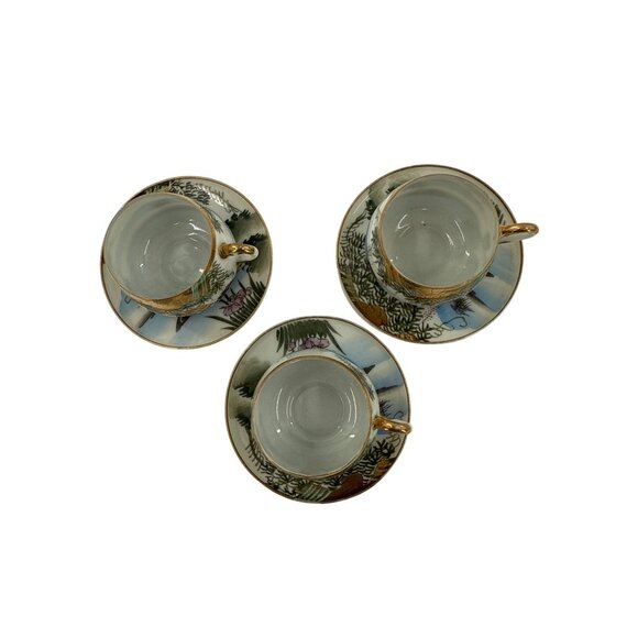 Japanese Satsumi Kutani Porcelain Coffee Tea Set Cream Sugar Hand Painted Gold - Picture 2 of 14